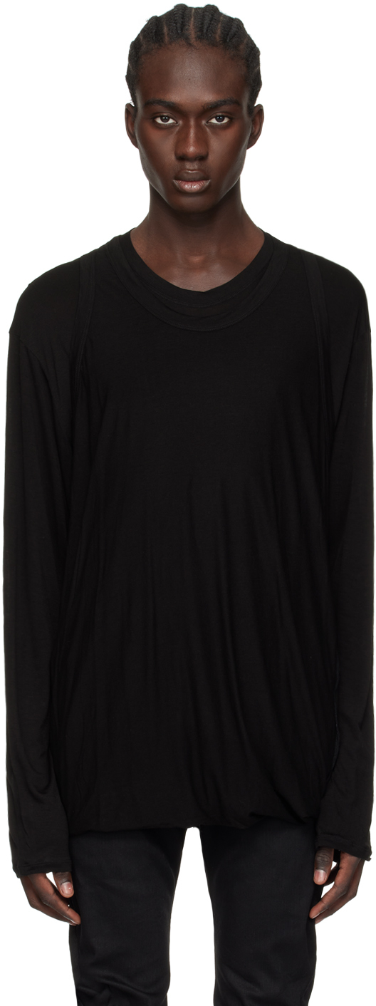 Julius: Black Layered Long Sleeve T-Shirt