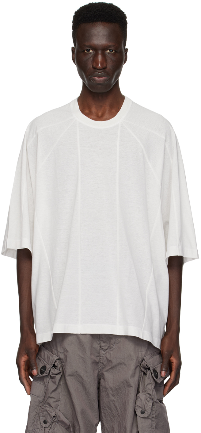 Shop Julius Off-white Paneled T-shirt In Off White