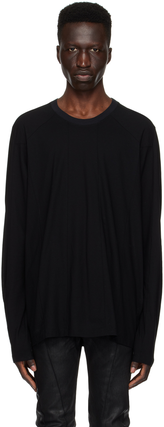 Black Paneled Long Sleeve T-Shirt