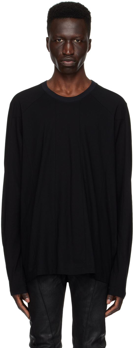 Black Paneled Long Sleeve T-Shirt by Julius on Sale