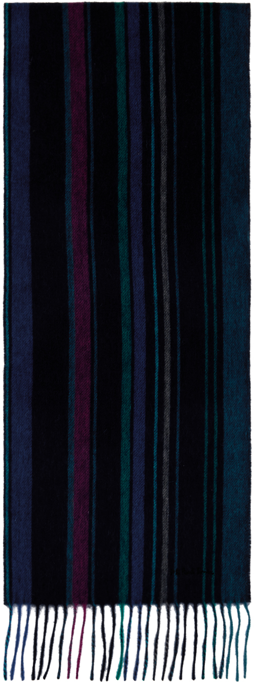 Shop Ps By Paul Smith Blue Striped Scarf In 47 Blues