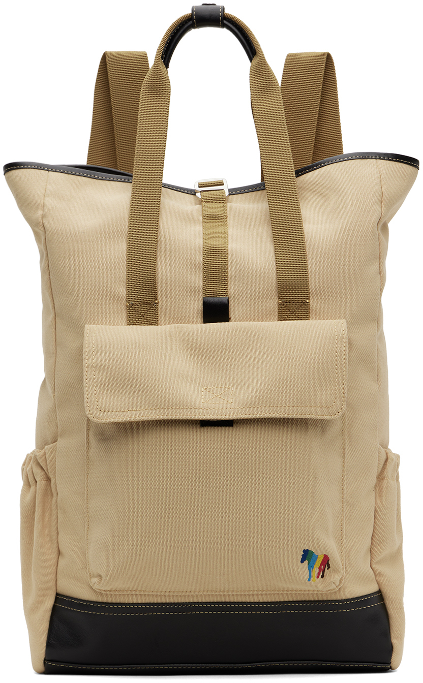 Shop Ps By Paul Smith Beige Embroidered Backpack In 06