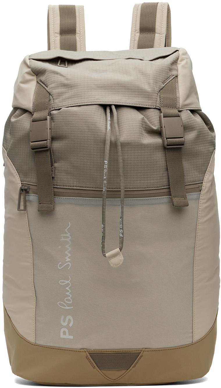 Shop Ps By Paul Smith Beige Paneled Backpack In 63 Browns