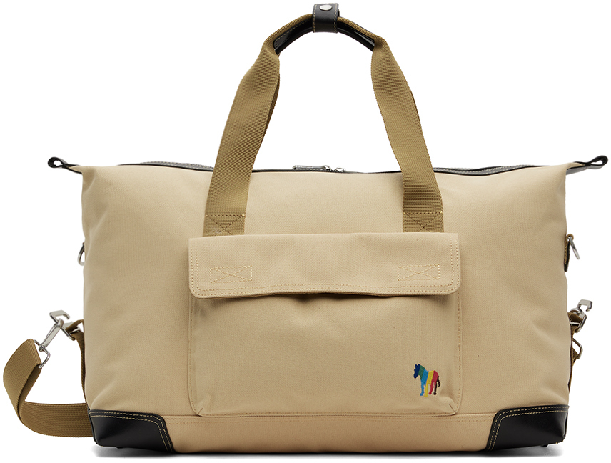 Shop Ps By Paul Smith Beige Embroidered Duffle Bag In 06
