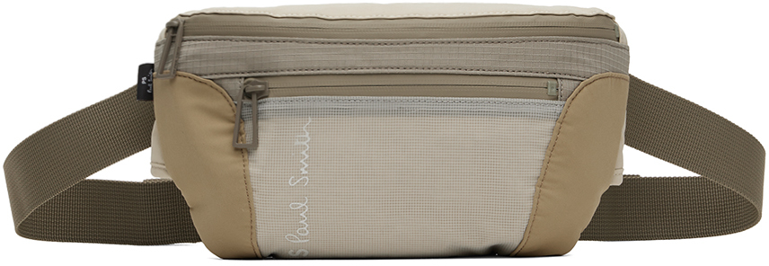 Beige Paneled Pouch