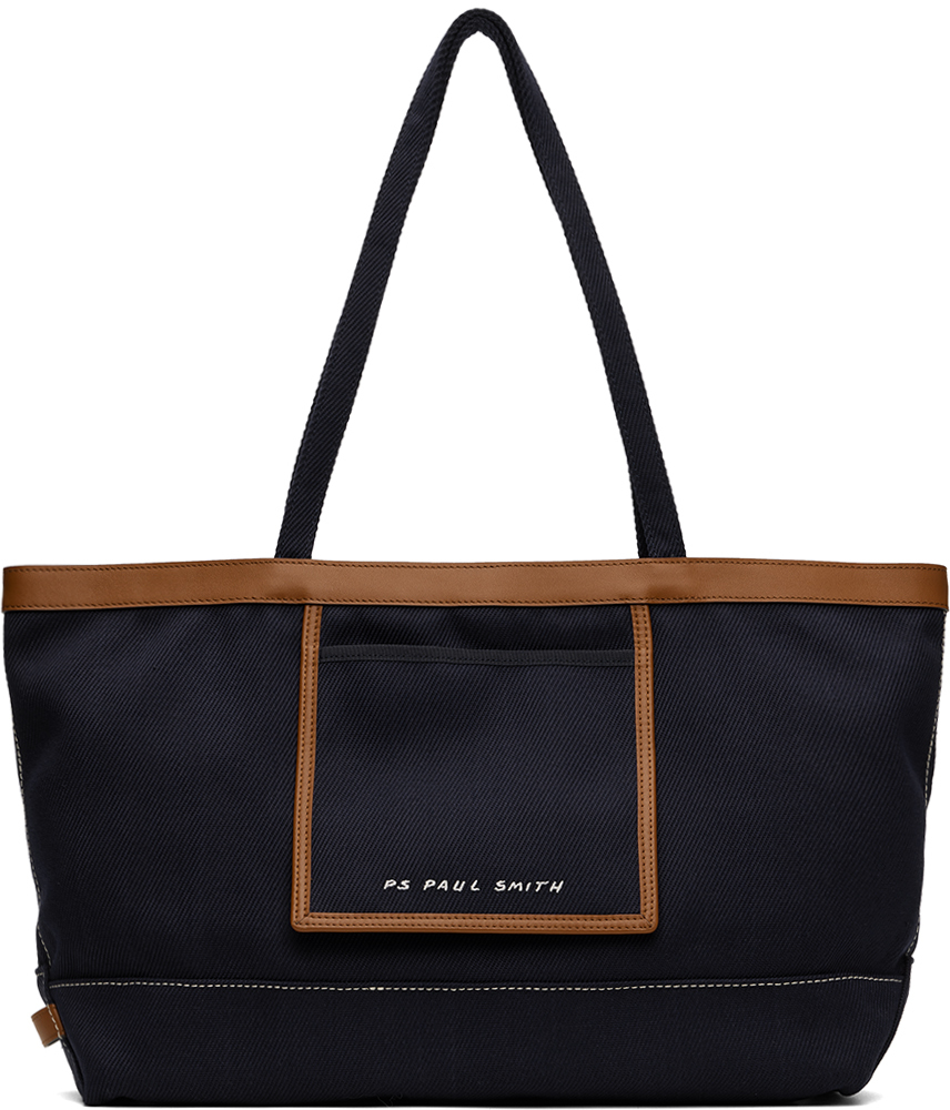 Shop Ps By Paul Smith Navy Embroidered Tote In 47 Blues