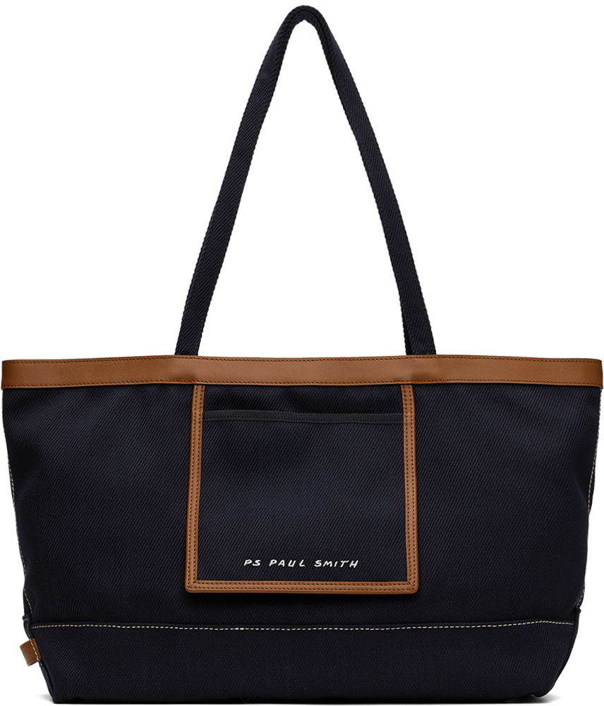 【関税込み】PS by Paul Smith ネイビー ロゴ刺繍 トートバッグ PSライトポリエステル トートバッグ ｜ポール・スミス