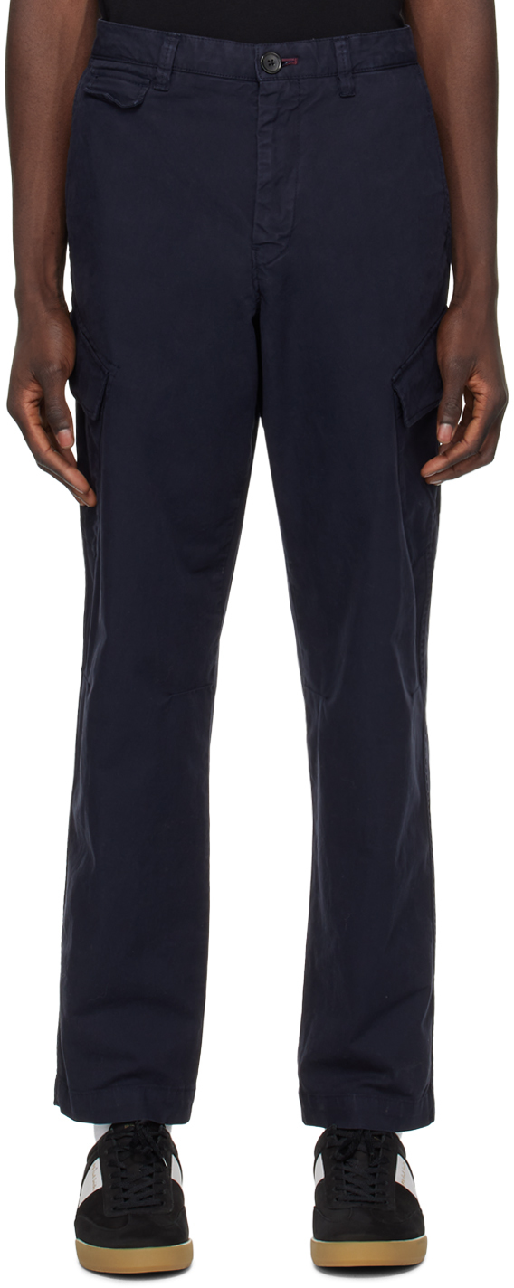 Shop Ps By Paul Smith Navy Flap Pocket Cargo Pants In 49 Blues