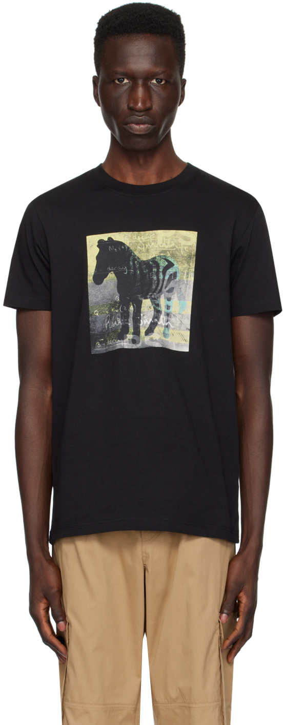 Shop Ps By Paul Smith Black Zebra Square T-shirt In 79 Blacks