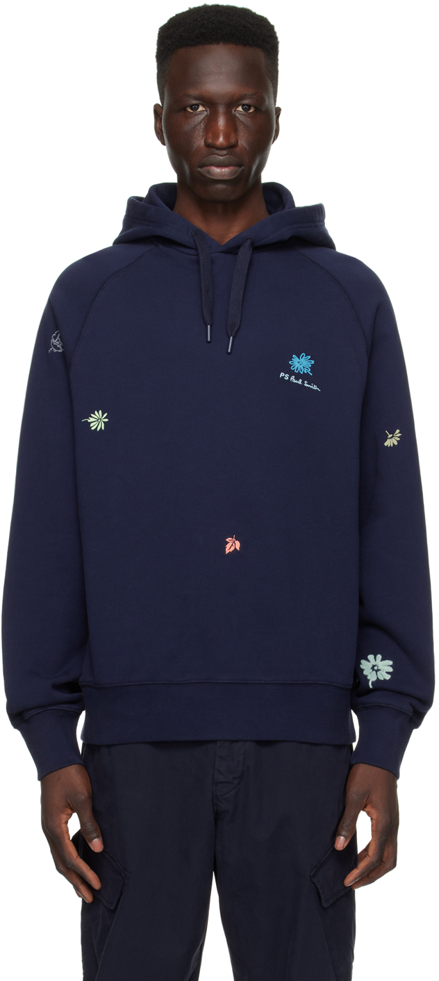 Ps By Paul Smith Floral Embroidered Hoodie In 49a