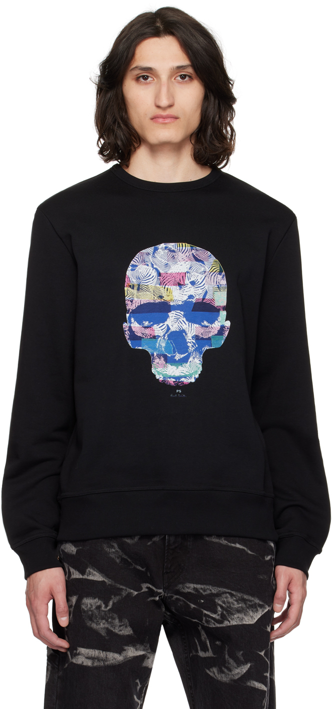 Shop Ps By Paul Smith Black Zebra Skull Sweatshirt In 79 Blacks