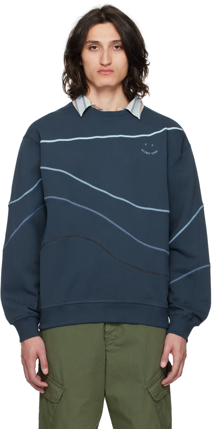 Ps By Paul Smith Navy Happy Wave Sweatshirt In 48a Blues