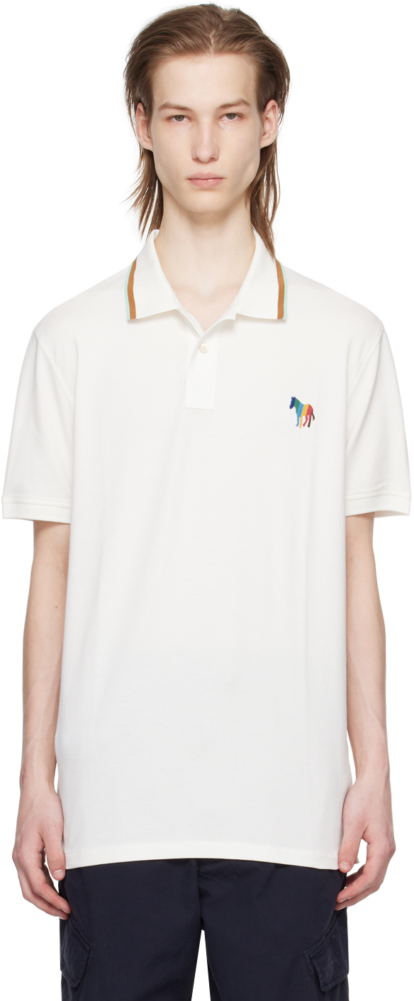 Shop Ps By Paul Smith Off-white Broad Stripe Zebra Polo In 02a -