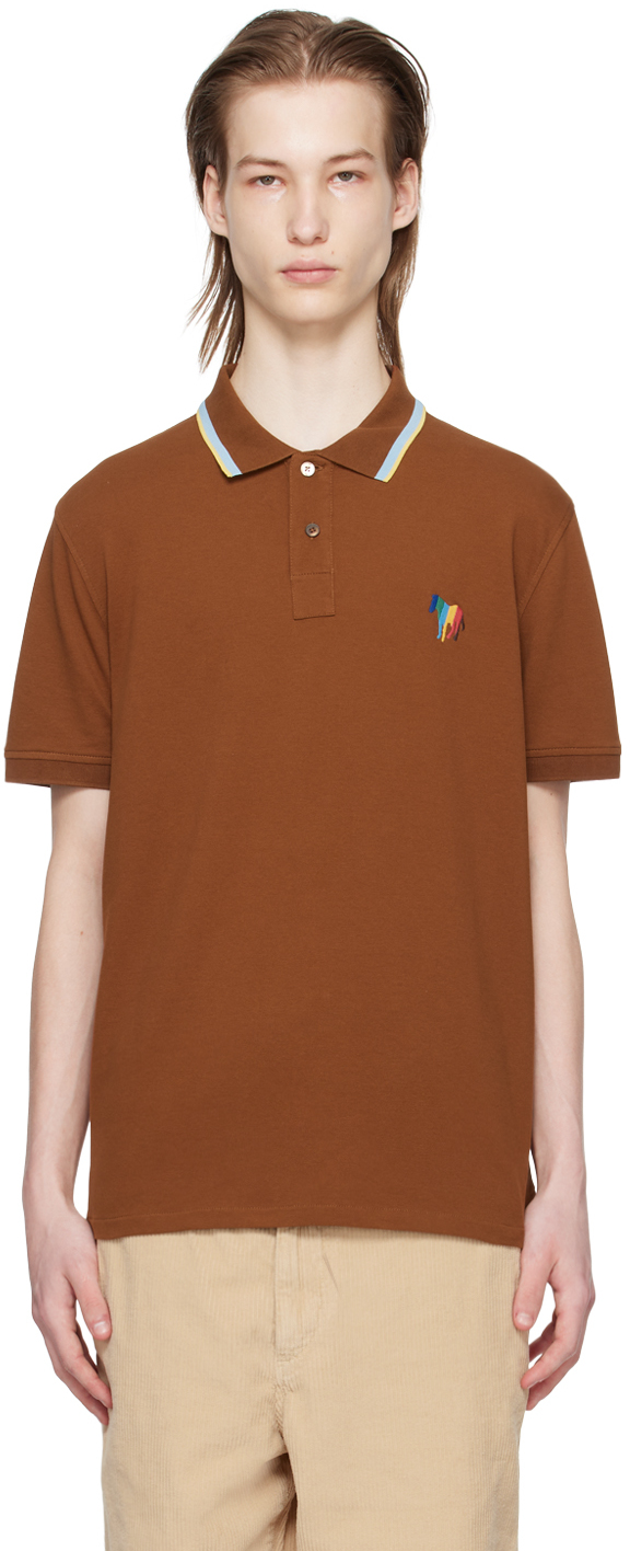 Shop Ps By Paul Smith Brown Broad Stripe Zebra Polo In 66 Browns