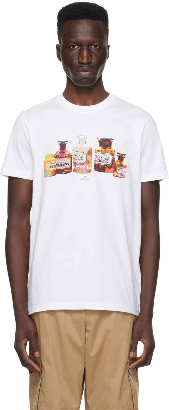 Shop Ps By Paul Smith White Bottles T-shirt In 01