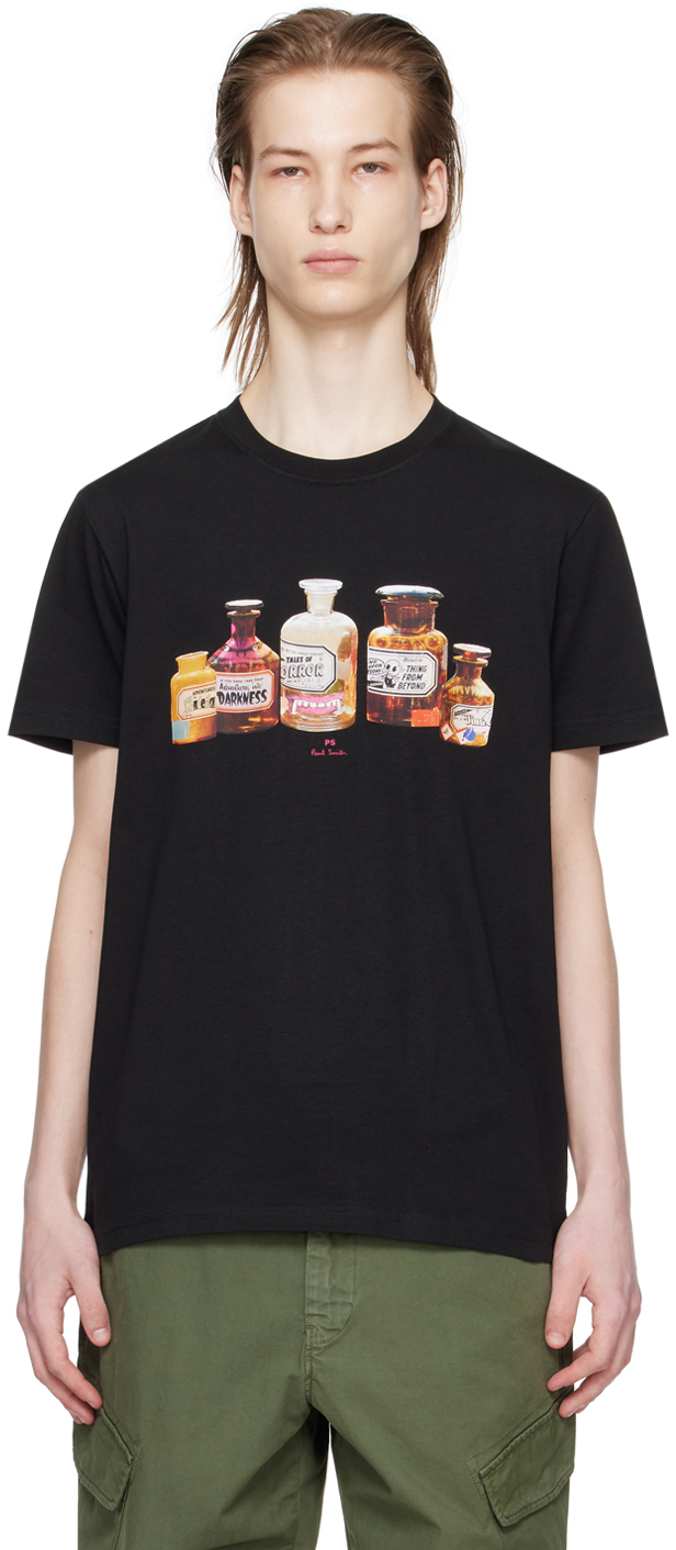 Shop Ps By Paul Smith Black Bottles T-shirt In 79 Blacks