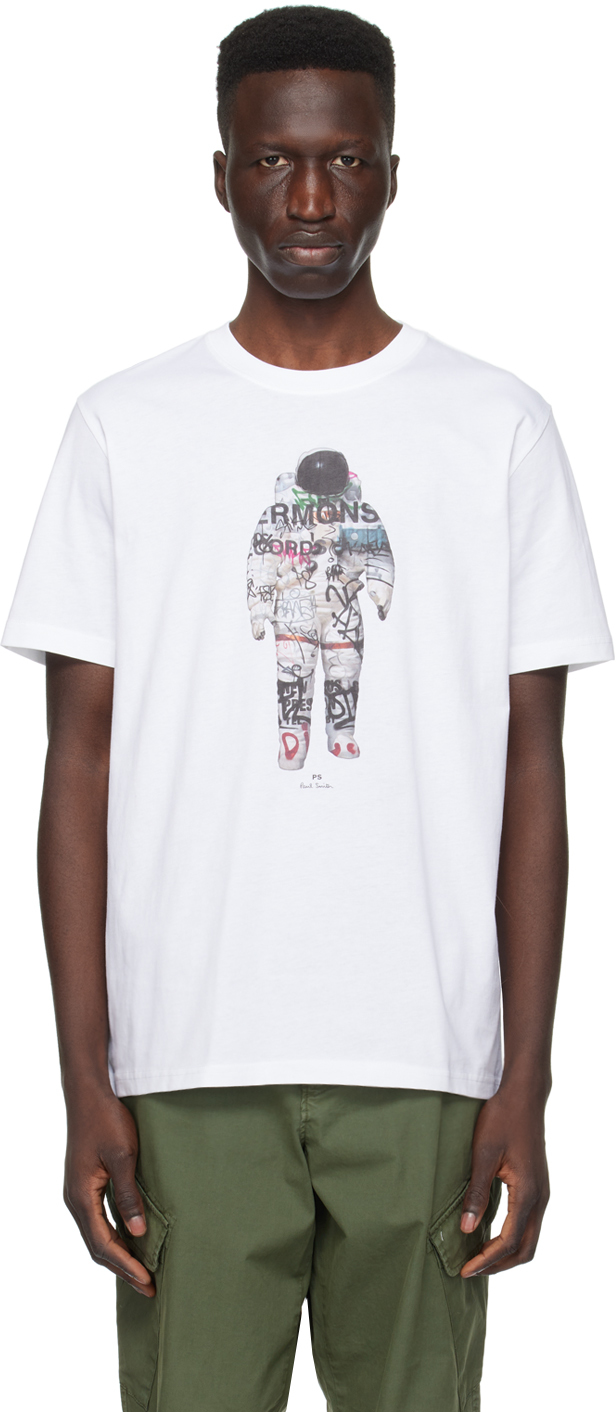 Shop Ps By Paul Smith White 'astronaut' T-shirt In 01