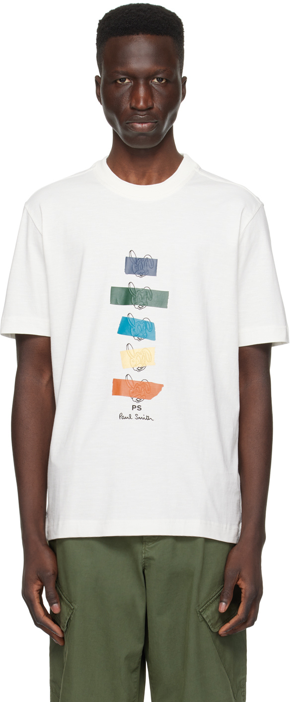 Shop Ps By Paul Smith Off-white Graphic T-shirt In 02
