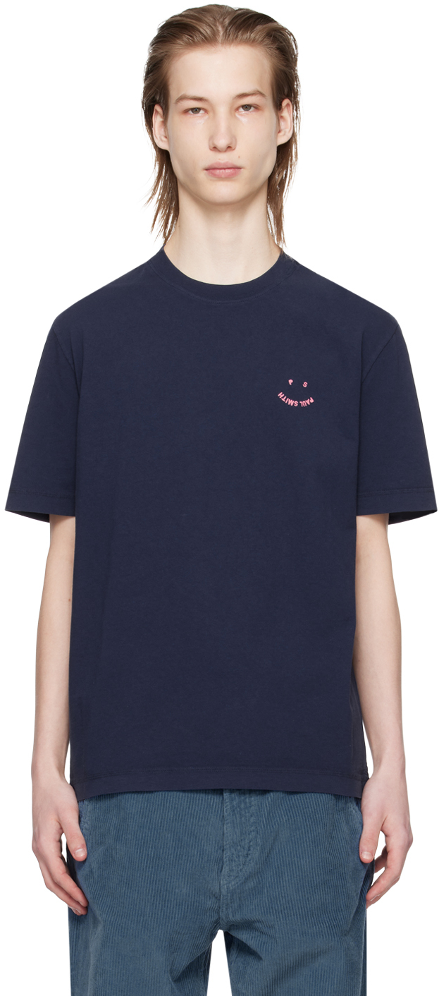 Shop Ps By Paul Smith Navy Happy T-shirt In 49a Blues