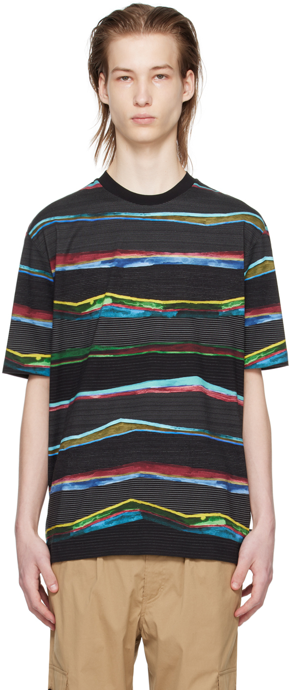 Black Plains Stripe T-Shirt by PS by Paul Smith on Sale