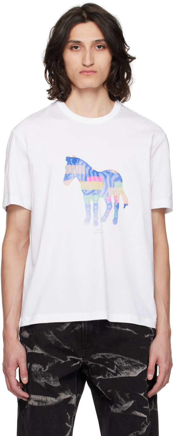 Ps By Paul Smith Zebra Print T-shirt In 01 Whites