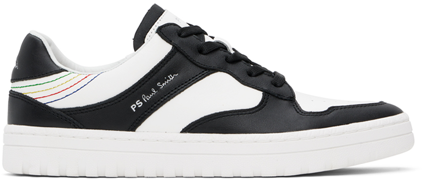 White & Black Leather Liston Sneakers