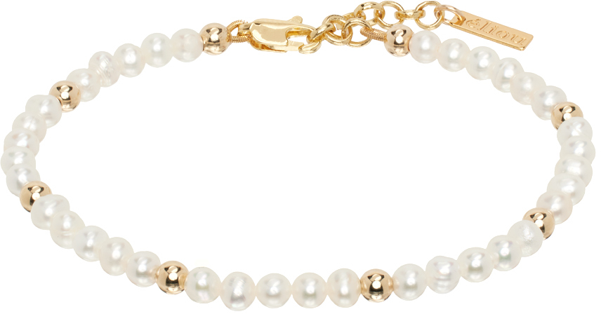 Eliou White & Gold Lim Bracelet In Pearl