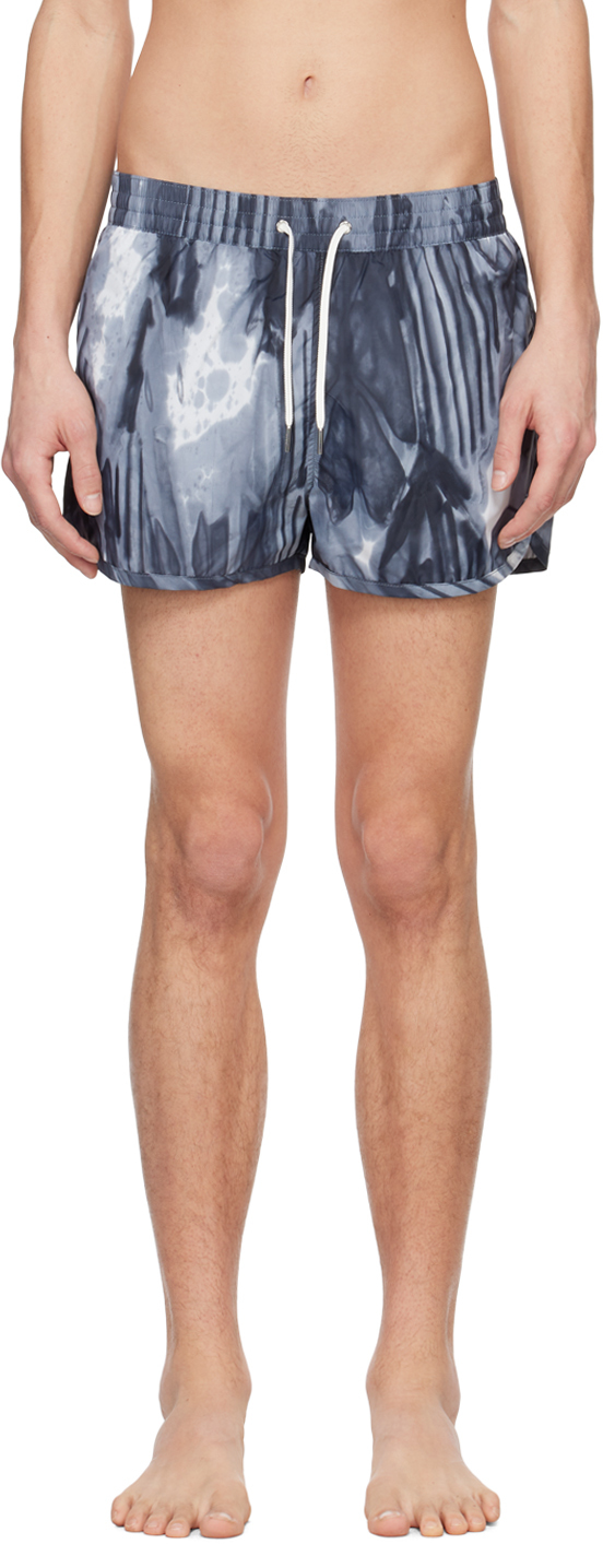 Shop Cdlp Gray Printed Swim Shorts In Grey Marble