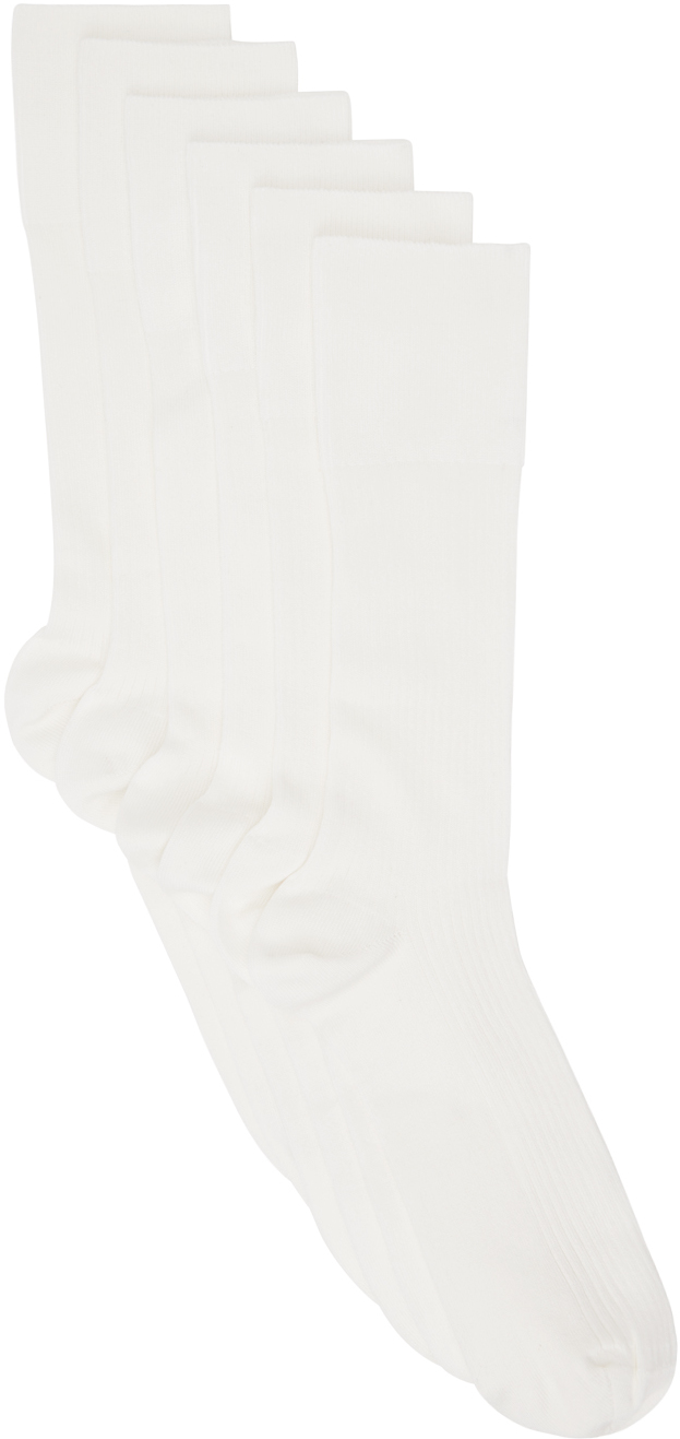 Shop Cdlp Six-pack White Mid Length Rib Socks