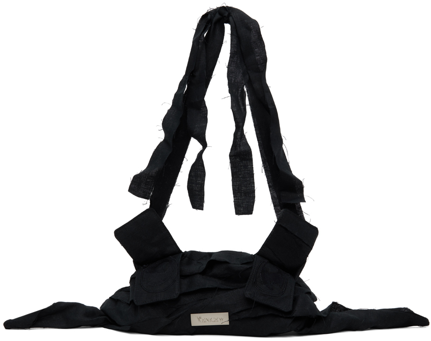 Venicew Black Flying Bag In Black Linen