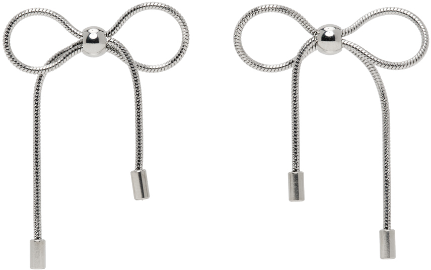 Marland Backus Silver Bow Earrings In Metallic
