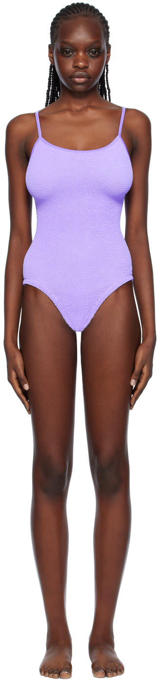 Shop Hunza G Purple Pamela Swimsuit In Lilac