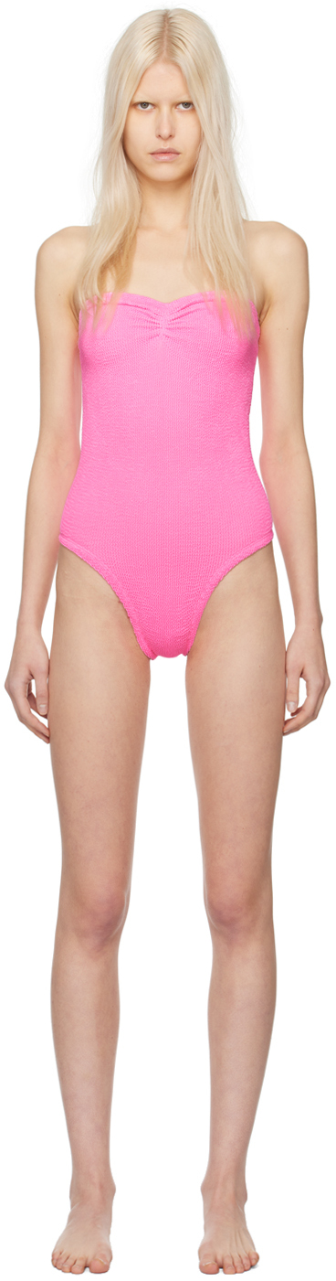 Shop Hunza G Pink Brooke Swimsuit In Bubblegum