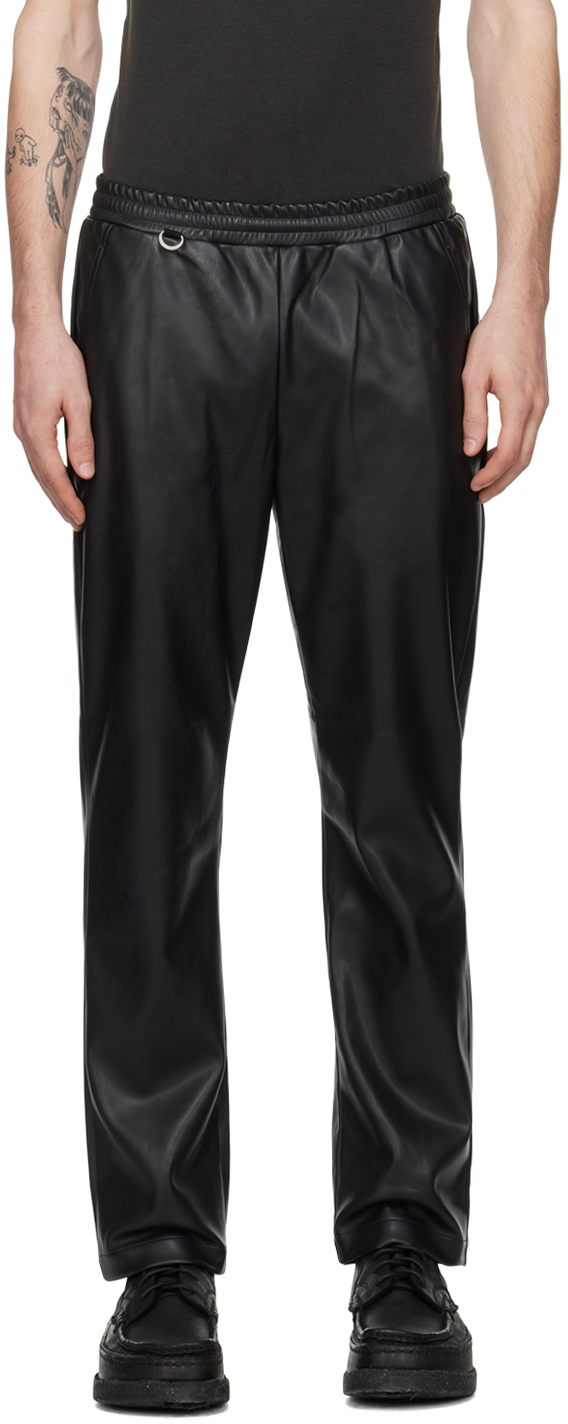Sophnet Black Standard Easy Faux-leather Trousers