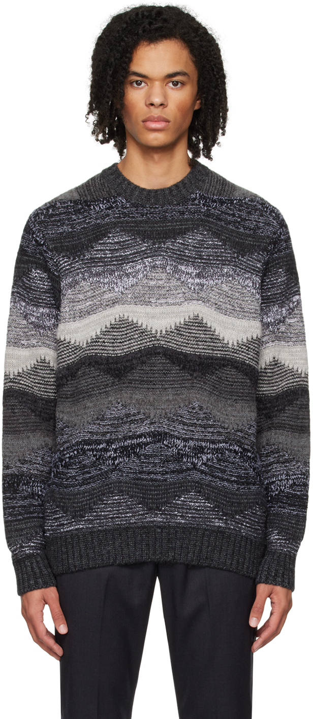 Sophnet. Gray Abstract Sweater In Black