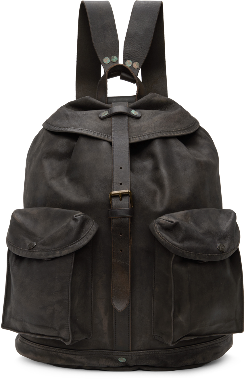 Rrl Brown Leather Rucksack Backpack