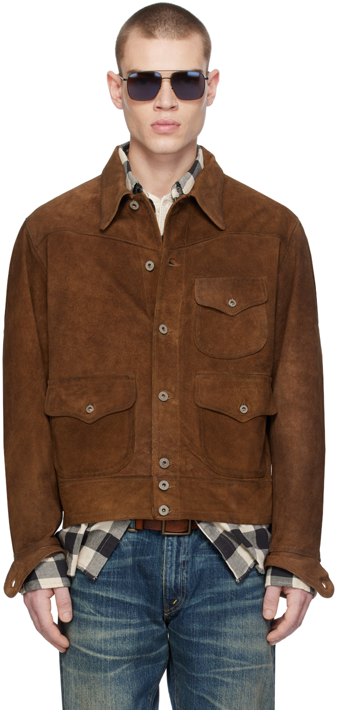 Rrl Brown Roughout Leather Jacket