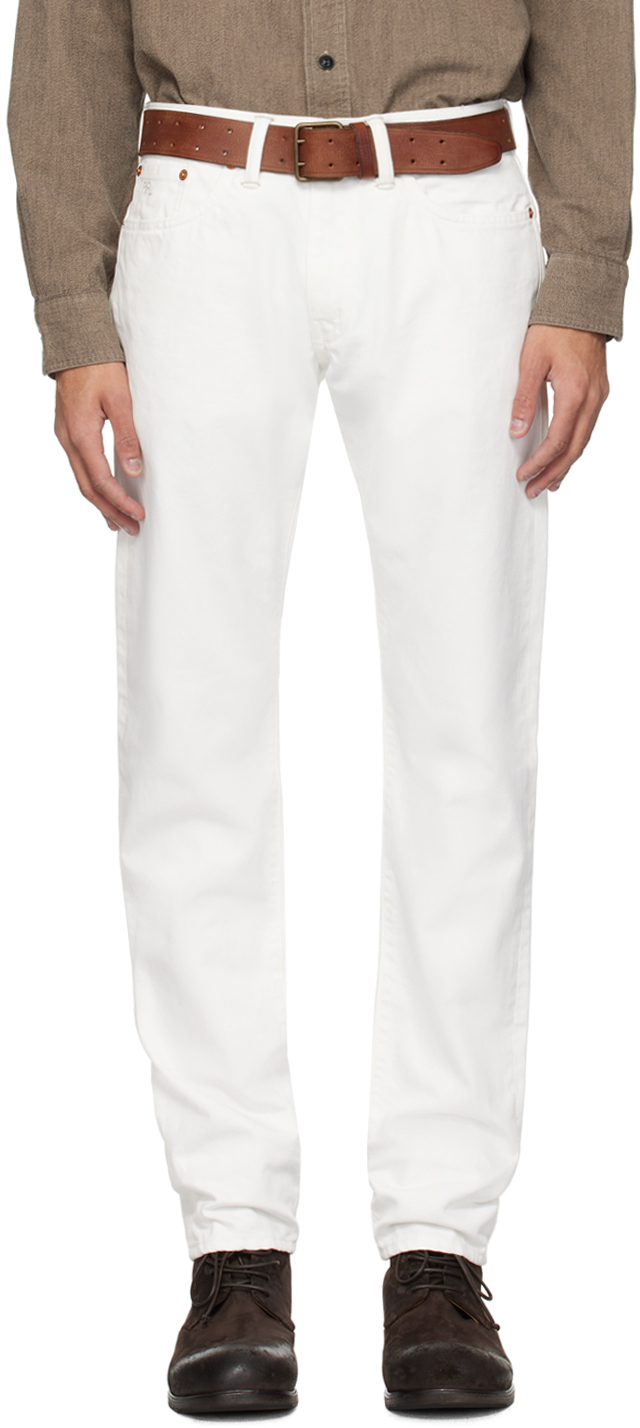 Shop Rrl White Slim-fit Jeans In Whitestone Wash