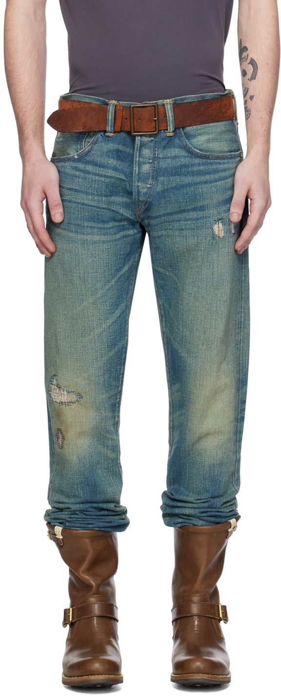 Rrl Blue Selvedge Jeans In Ridgway Wash