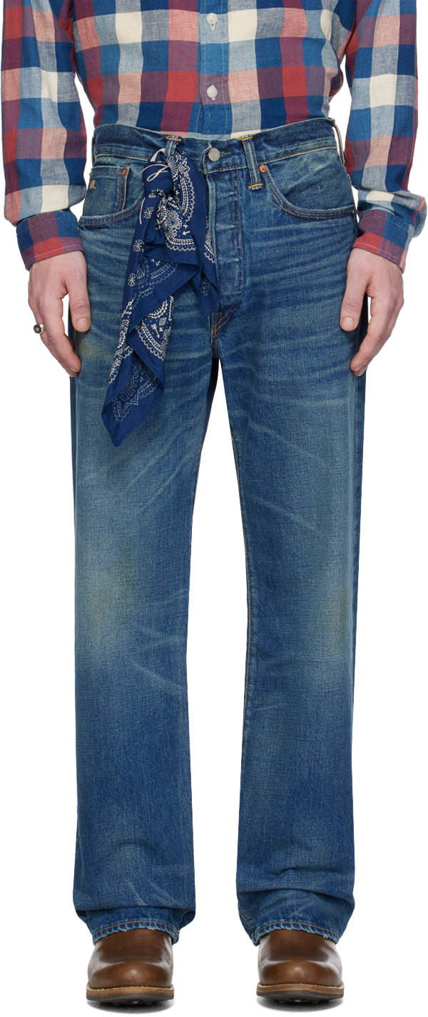 Rrl Indigo Five-pocket Jeans In Grandfalls Wash