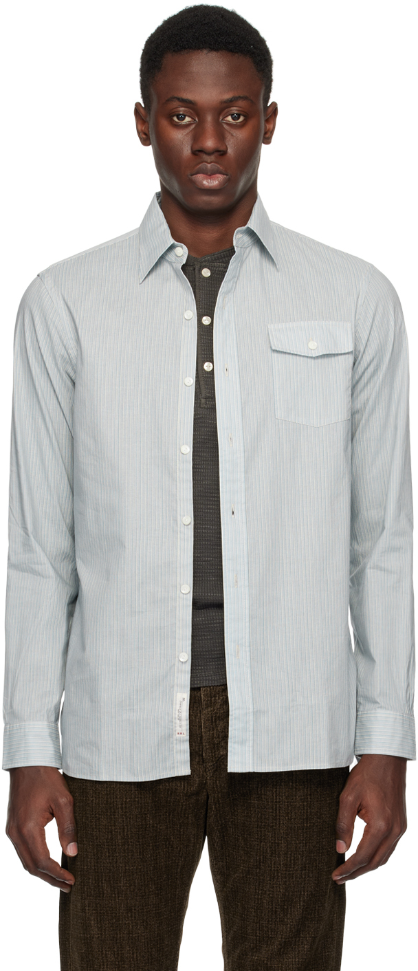 Shop Rrl Blue & Off-white Striped Shirt In Blue Multi