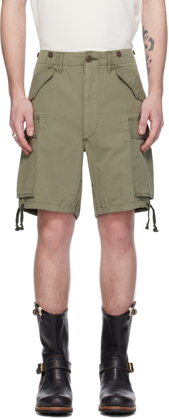 Rrl Khaki Cargo Pocket Shorts In Shelter Green