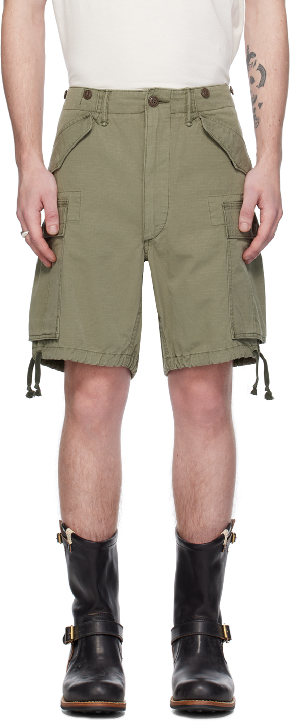 RRL: Khaki Cargo Pocket Shorts | SSENSE