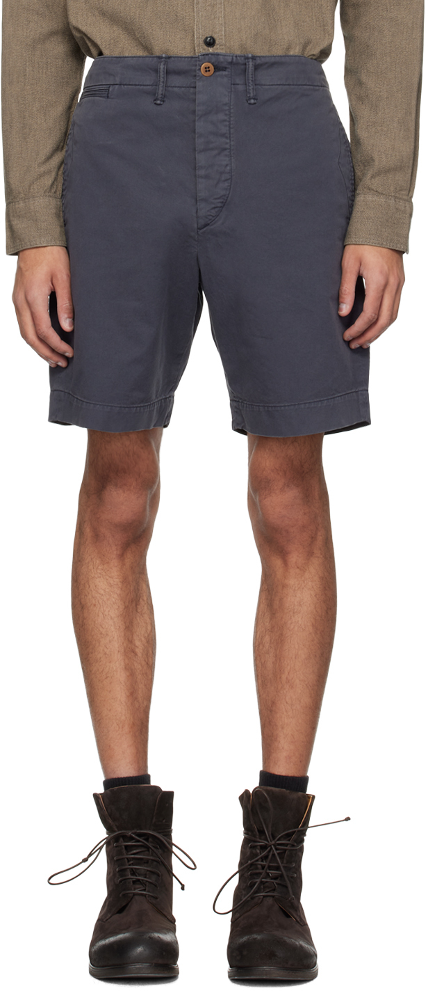 Navy Garment-Dyed Shorts
