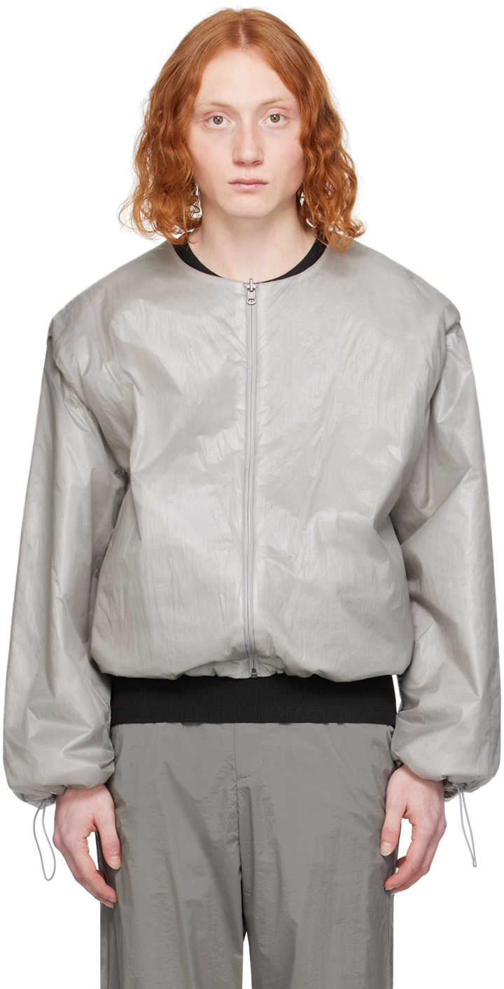 Shop Amomento Gray Reversible Jacket In Light Grey