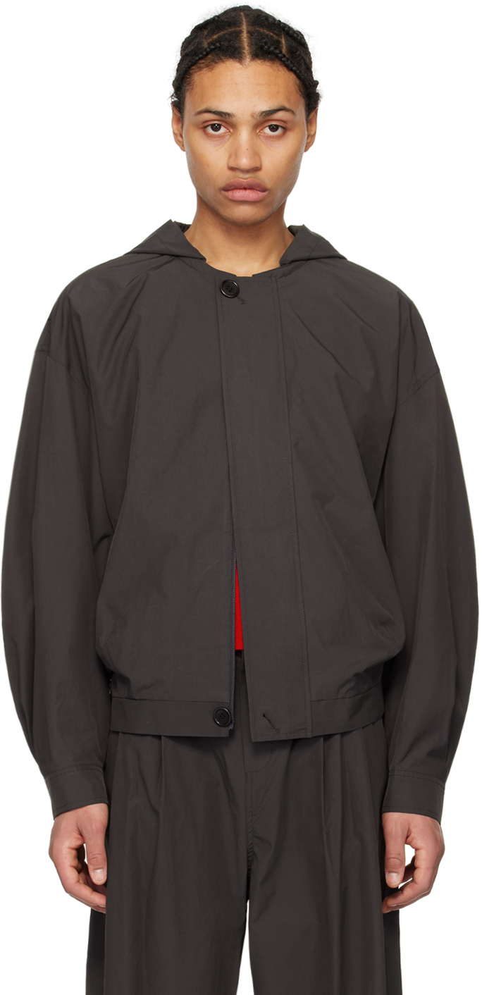 Shop Amomento Brown Volume Jacket In Charcoal