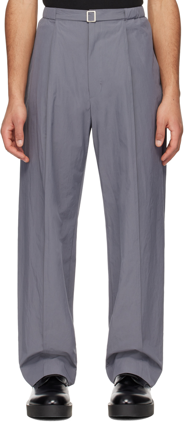 Shop Amomento Gray Tuck Trousers In Charcoal