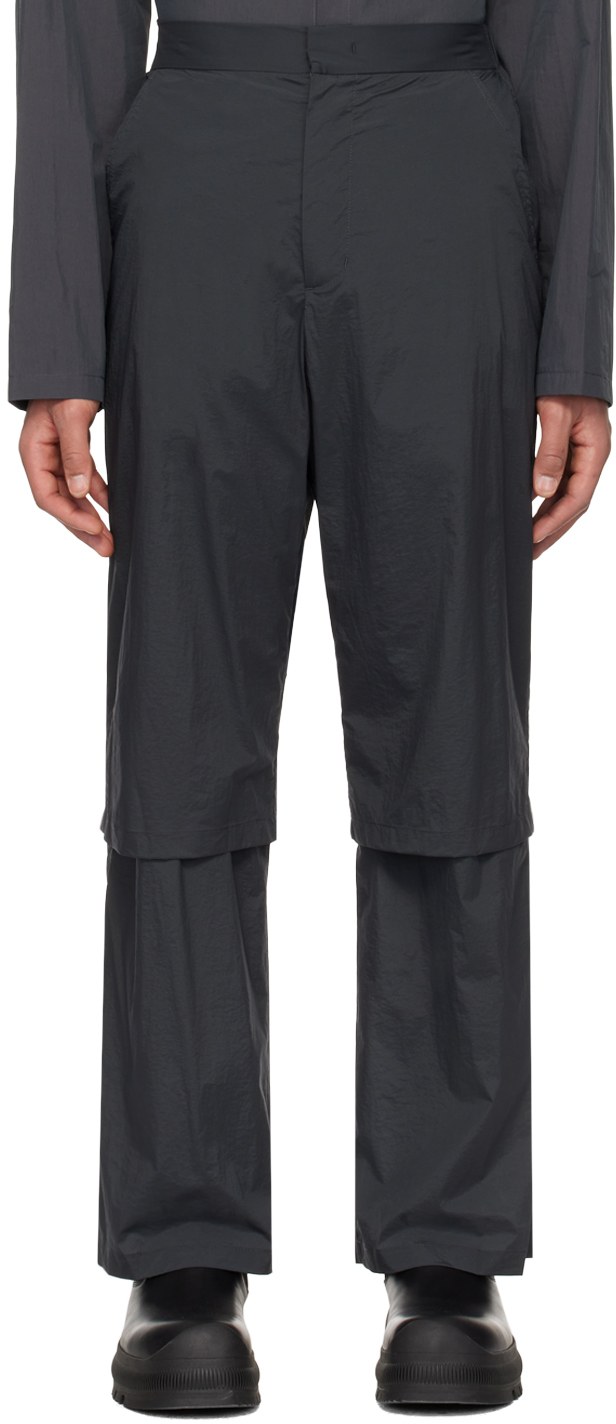 Shop Amomento Gray Layered Trousers In Charcoal