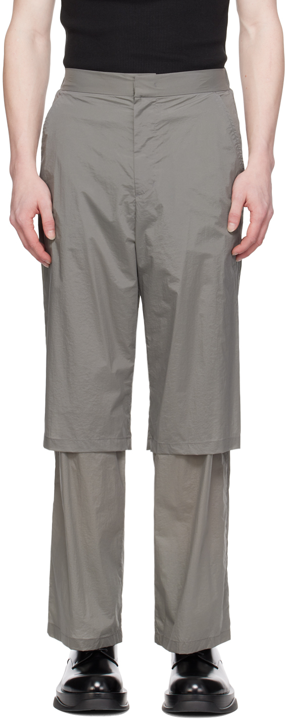 Shop Amomento Gray Semi-sheer Trousers In Grey