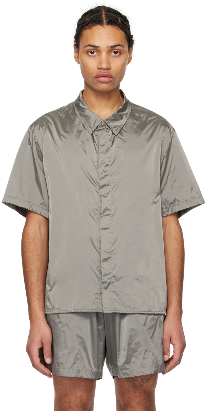 Gray Spread Collar Shirt